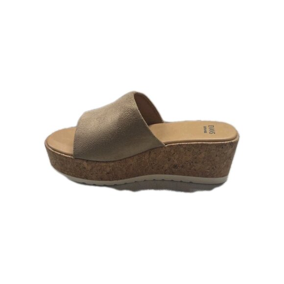 EVANS Tan Wedge Cork Comfort Slide Sandals. Size 9W. Ws324 - Picture 4 of 6